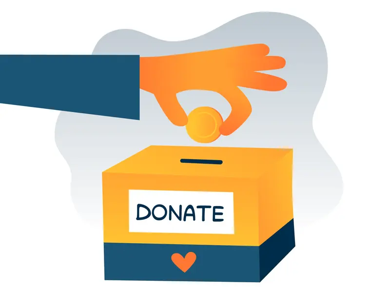 Paykosh Donate- Hand dropping a gold coin a donation box